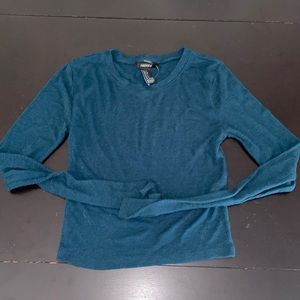 Forever 21 teal long sleeve fitted top